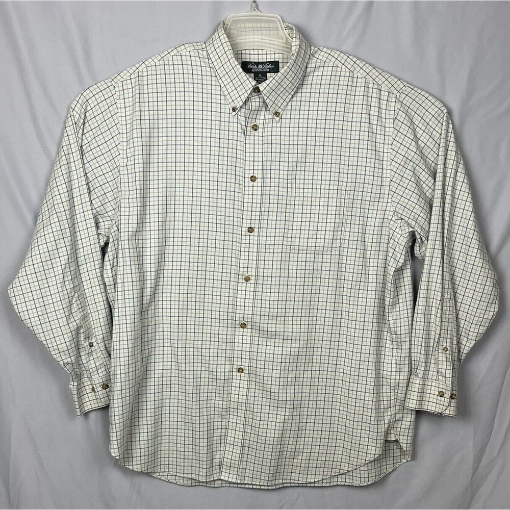 Brooks Brothers Plaid Check Mens Dress Shirt Long Sleeve XL Button Up Cashmere